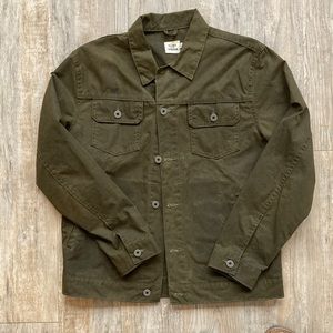 Huckberry Flint & Tinder Waxed Trucker Jacket - Forest Green